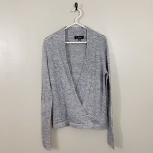 Lulus Gray Faux Wrap Sweater Size Med